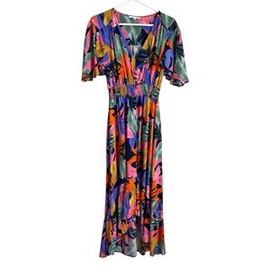 Abel The Label ATL Anthropologie Leonard Floral Tropical High Low Midi Dress XS